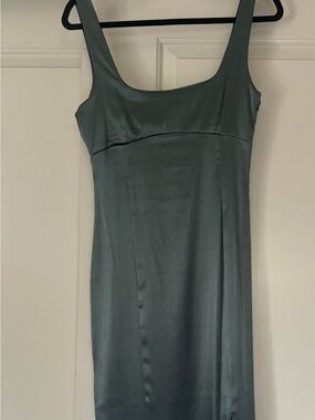 Anthropologie Maeve Square-Neck Satin Stretch Midi Dress